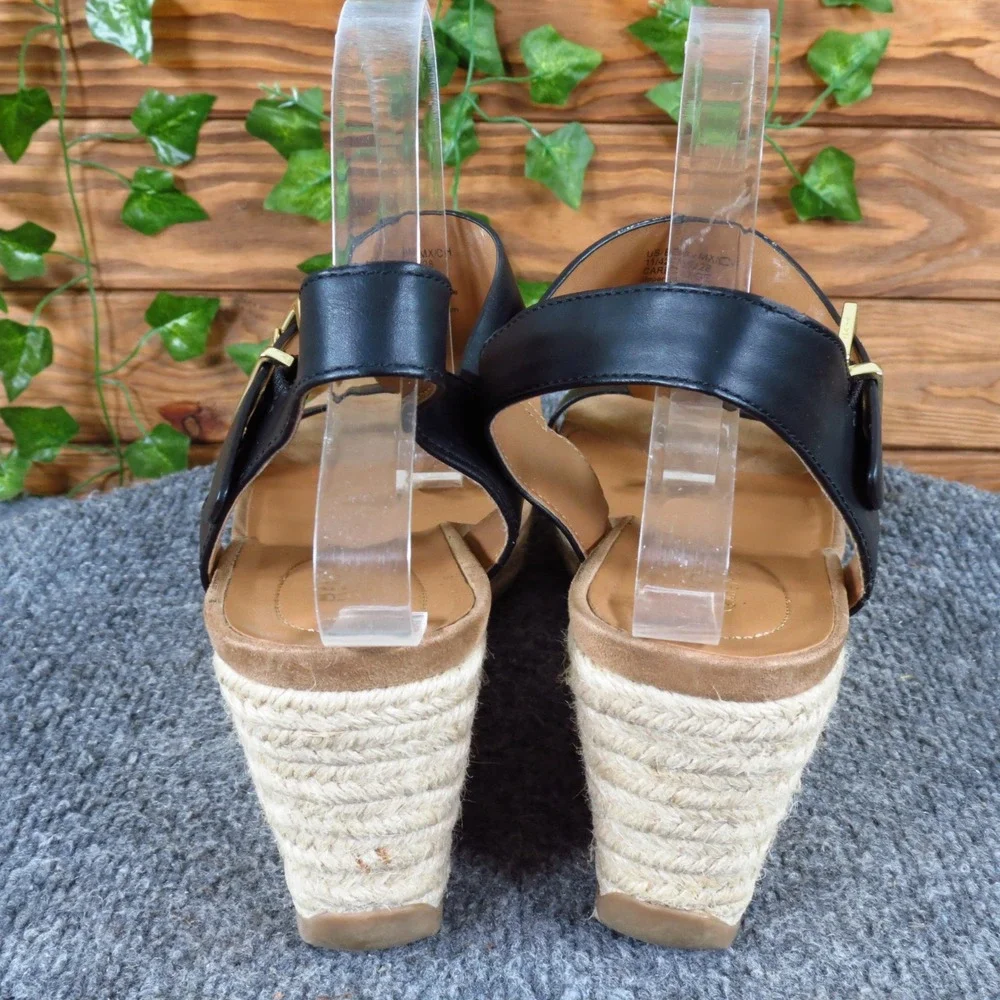 Kenneth Cole Reaction Card Wedge Womens Espadrille Sandal 11 Summer Black Jute